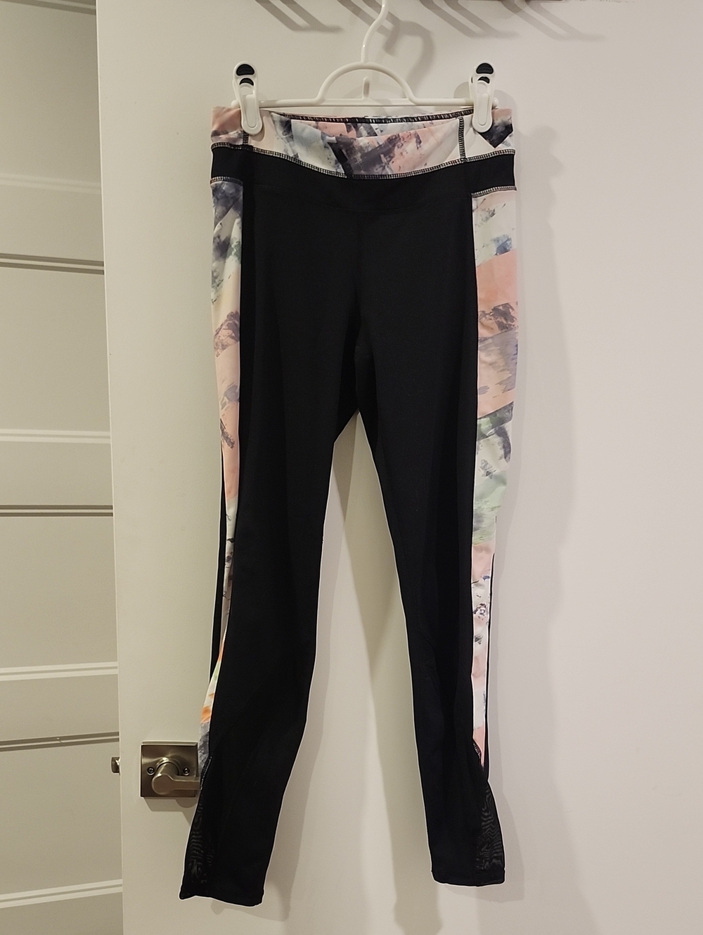 Waist 13" Black Leggings with Pastel Side Panels